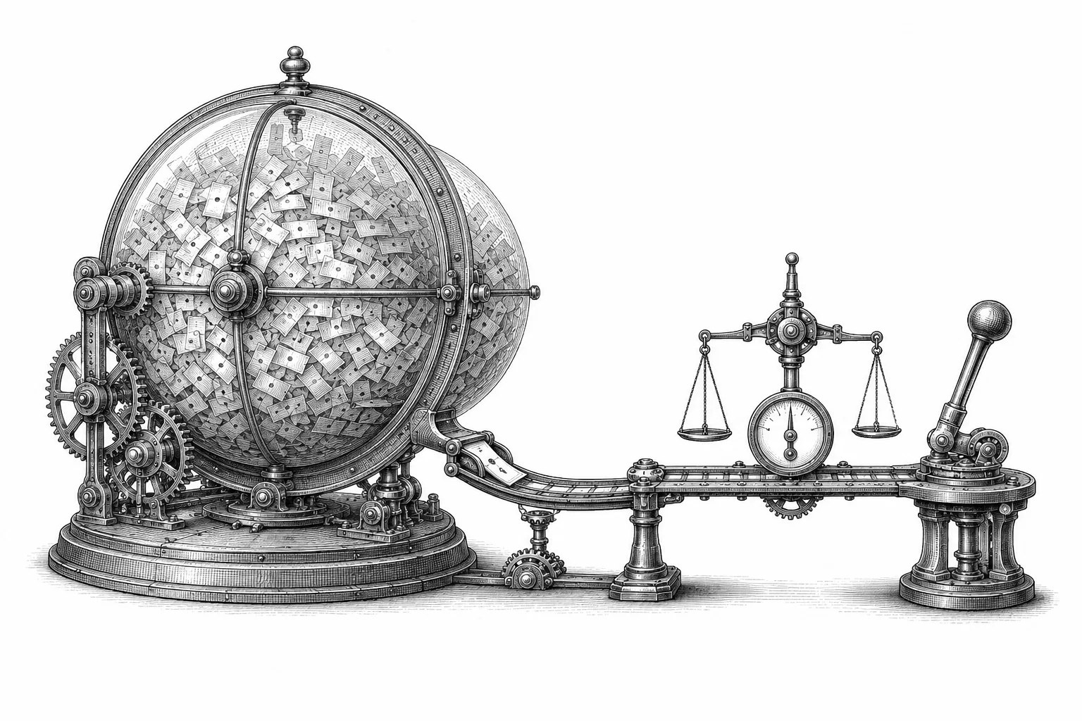 Lottery drum and threshold scale